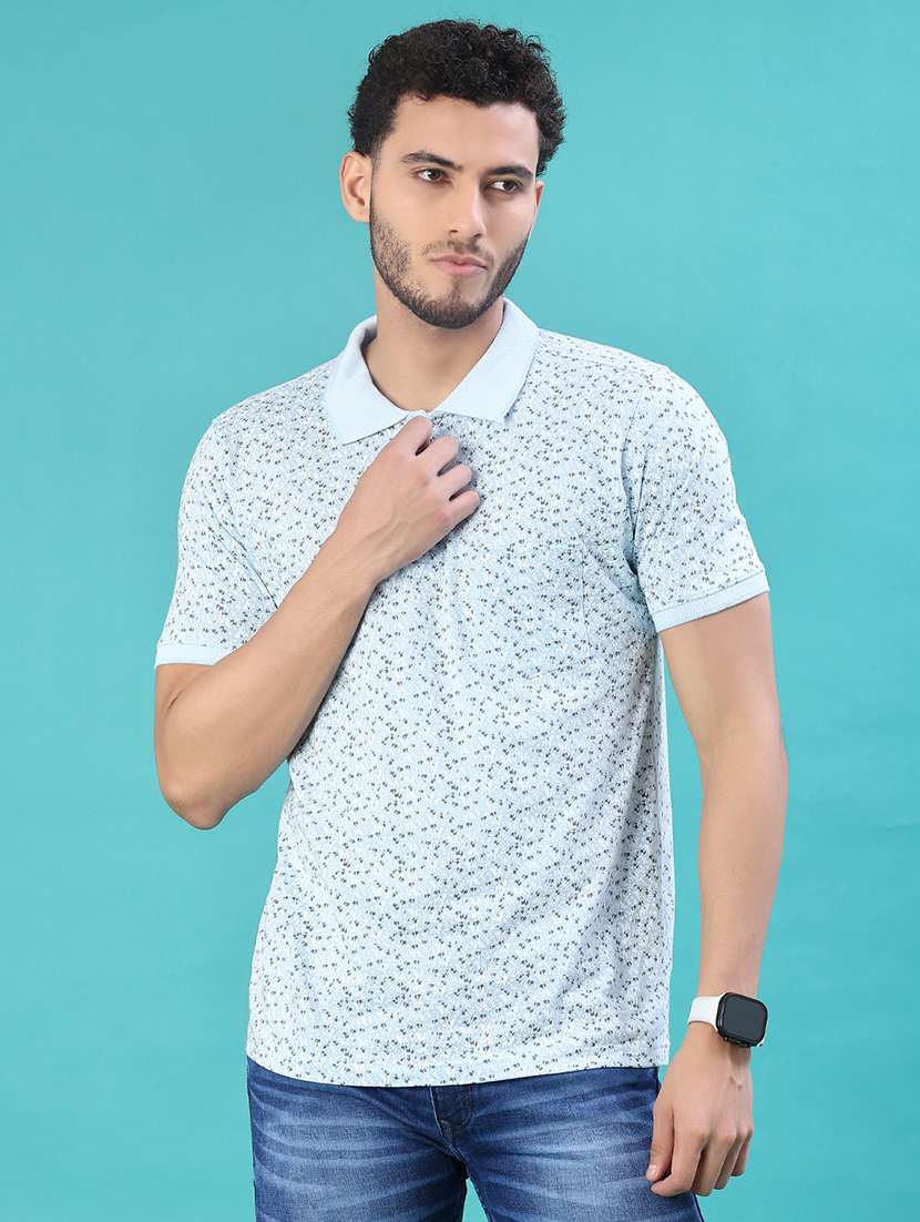men printed short sleeve regular fit polo t-shirt - 22062354 -  Standard Image - 1