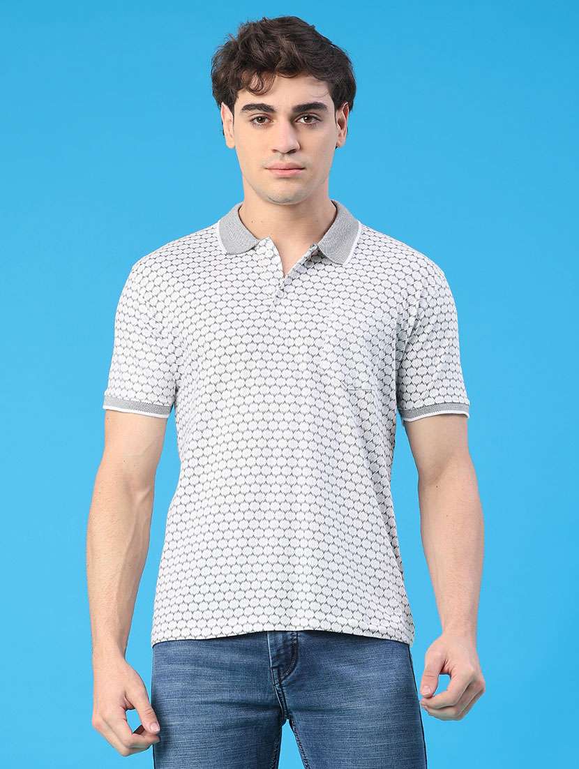 men printed short sleeve regular fit polo t-shirt - 22062355 -  Standard Image - 1