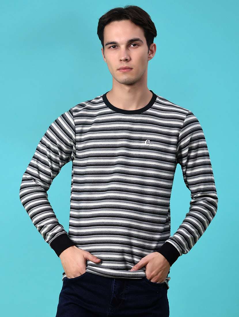 men striped long sleeve regular fit t-shirt - 22062413 - Standard Image - 1