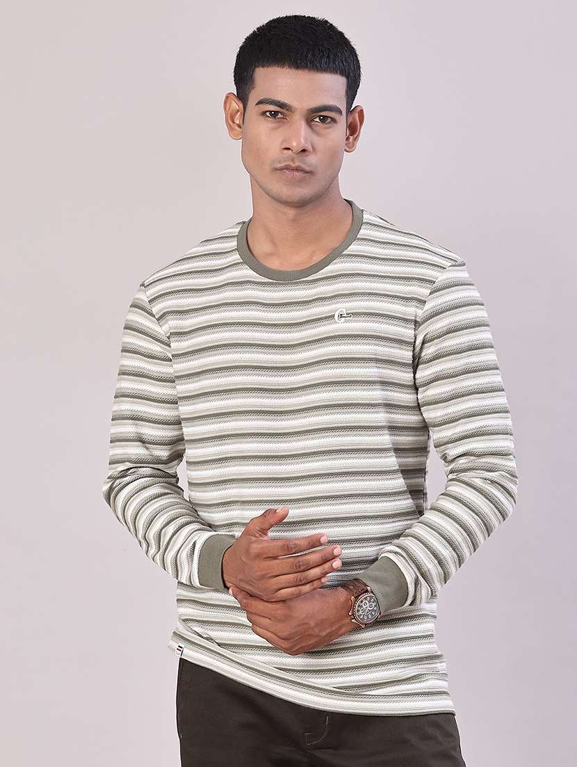 men striped long sleeve regular fit t-shirt - 22062415 -  Standard Image - 1