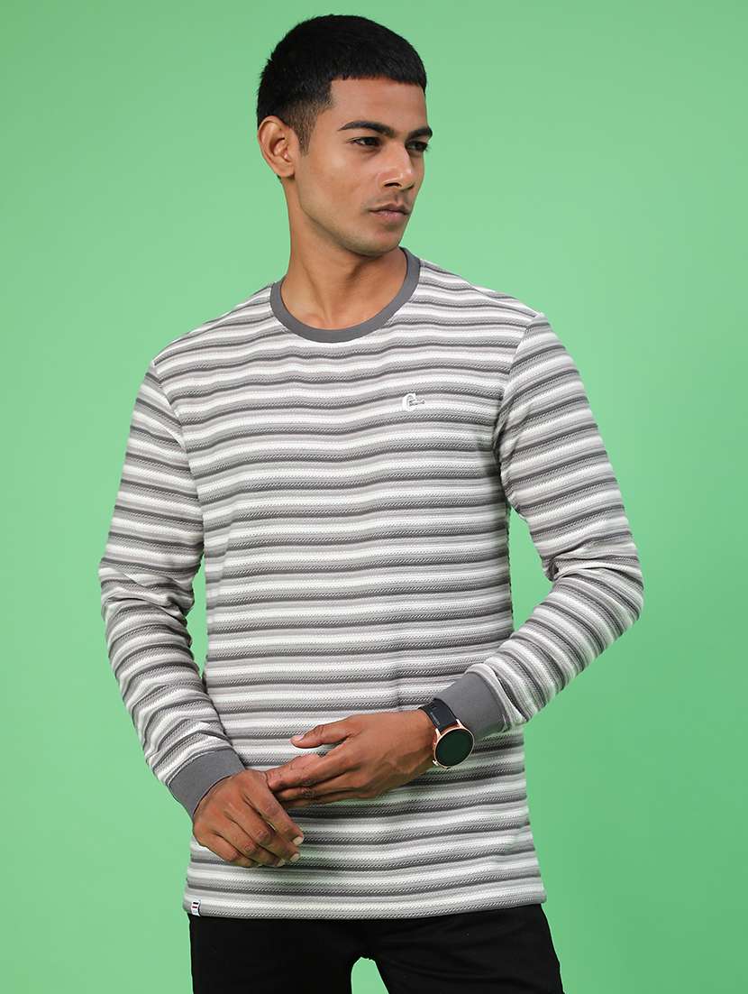 men striped long sleeve regular fit t-shirt - 22062416 -  Standard Image - 1