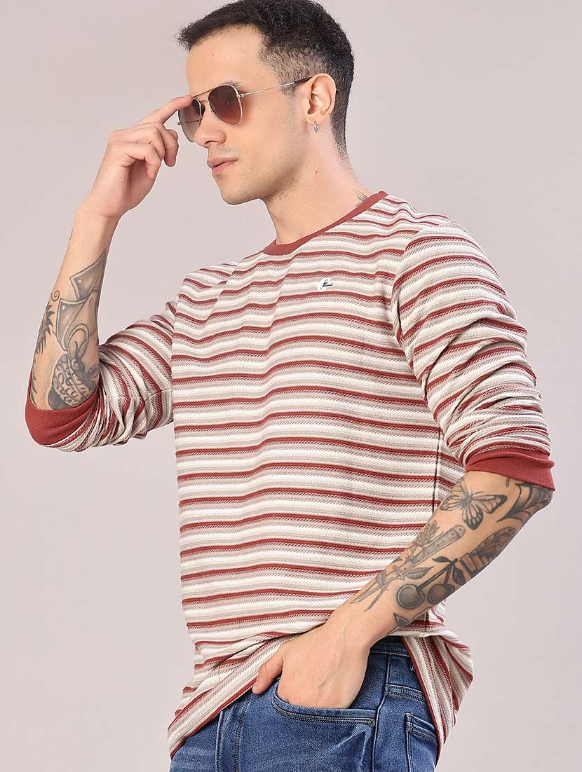 men striped long sleeve regular fit t-shirt - 22062417 -  Standard Image - 1