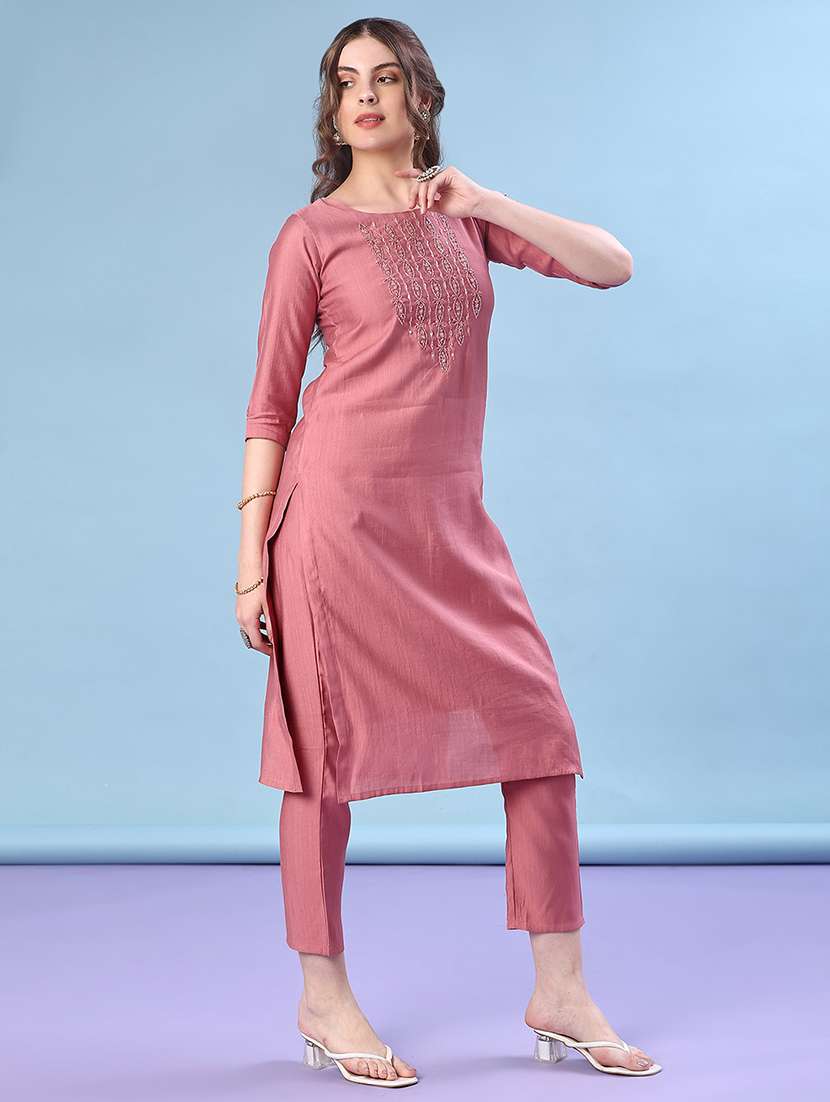 women three quarter sleeve kurta and pant with dupatta  - 22062514 -  Standard Image - 1