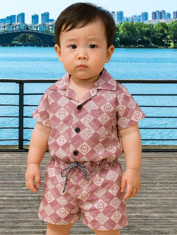 boys printed shirt & shorts co-ords set - 22062532 -  Standard Image - 1