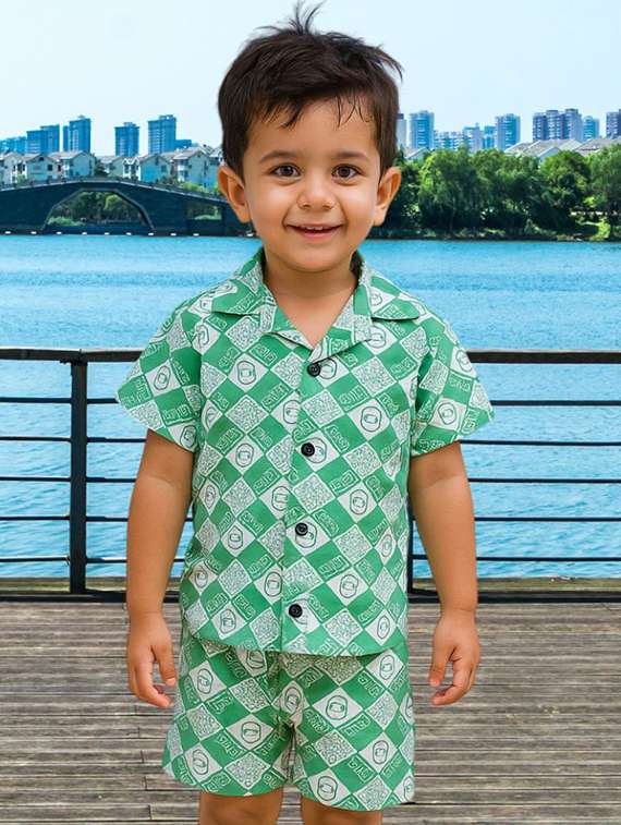 boys printed shirt & shorts co-ords set - 22062533 -  Standard Image - 1