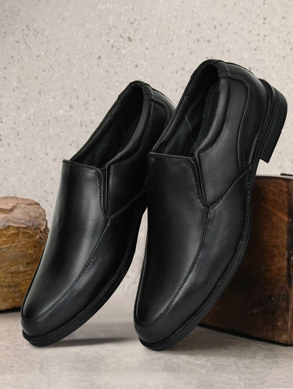 men black slip on formal shoe - 22062641 -  Standard Image - 1