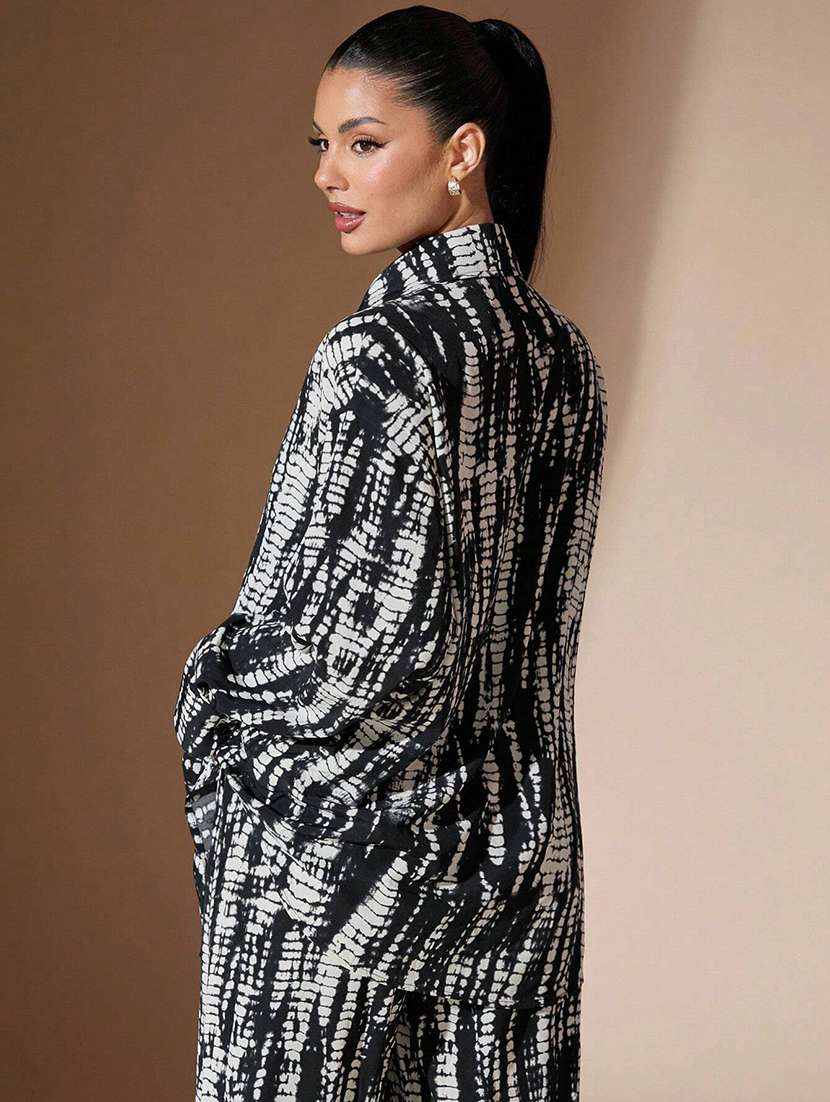 women printed long sleeve shirt and trouser co-ord set - 22062924 - Standard Image - 4