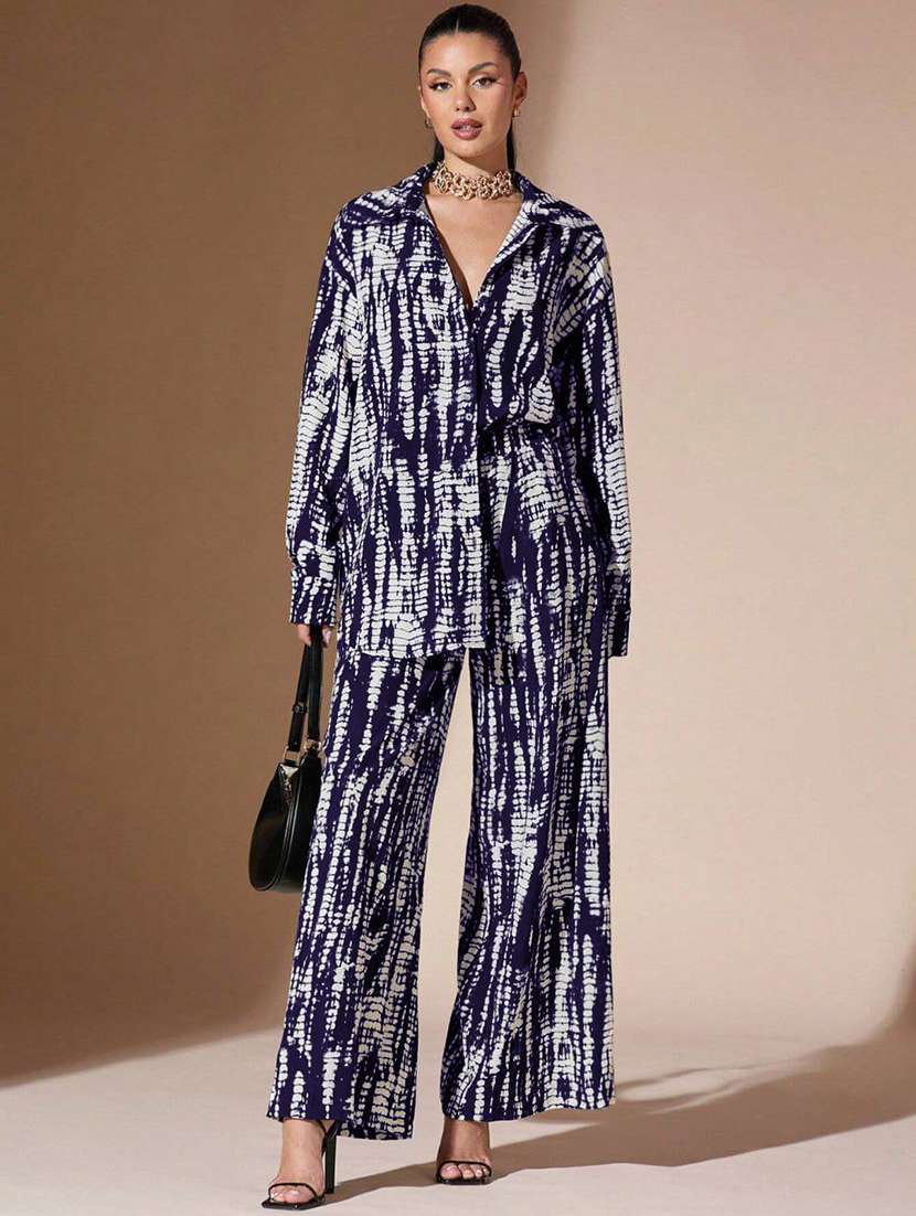 women printed shirt and trouser co-ord set - 22062925 -  Standard Image - 1