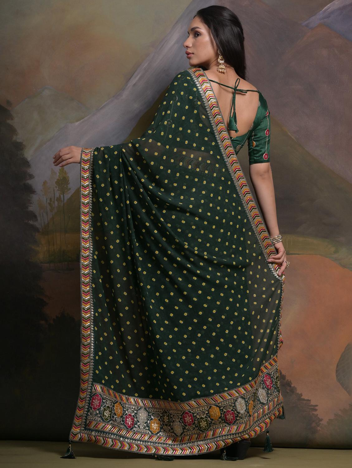 women printed bordered saree with blouse - 22063030 - Standard Image - 1