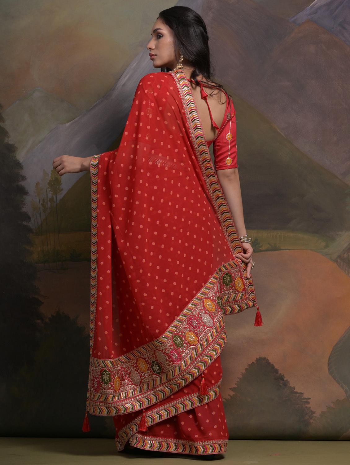 women printed bordered saree with blouse - 22063033 - Standard Image - 1
