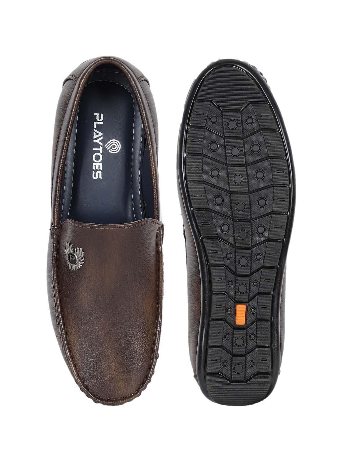 men brown solid slip on loafer - 22063058 - Standard Image - 4