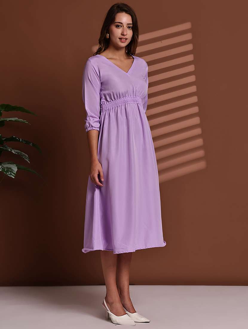 purple poly crepe aline dress - 22063060 - Standard Image - 1