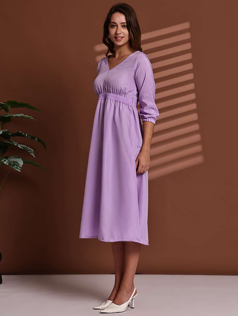 purple poly crepe aline dress - 22063060 - Standard Image - 4