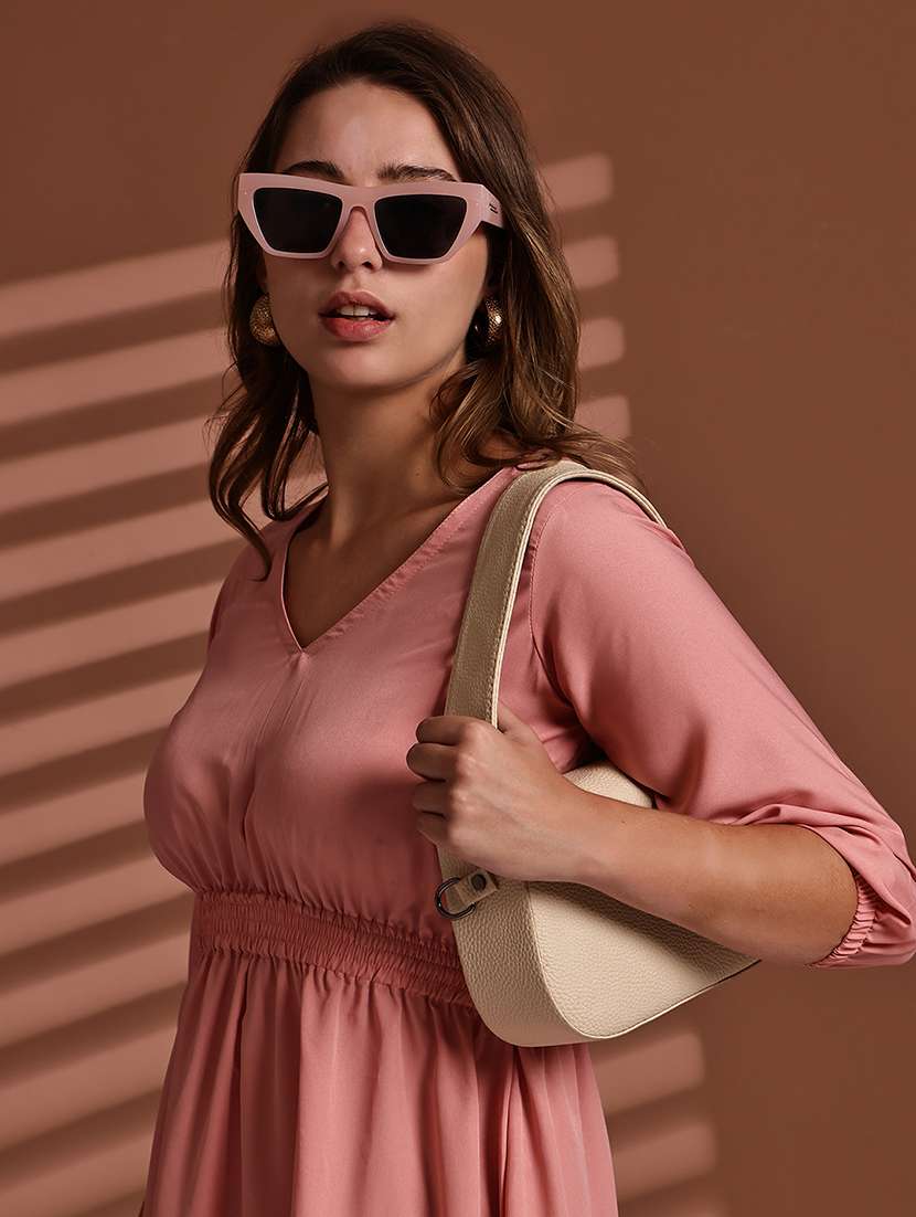 peach poly crepe aline dress - 22063062 - Standard Image - 6