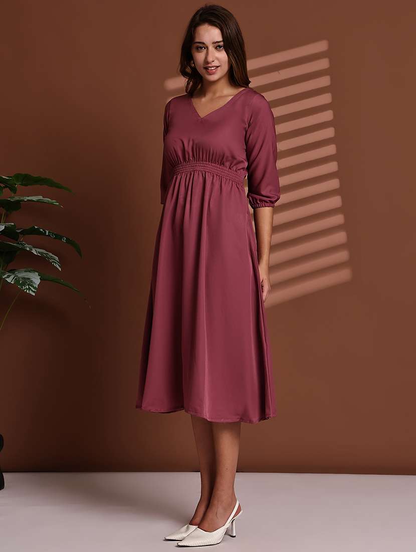 burgundy poly crepe aline dress - 22063063 - Standard Image - 4