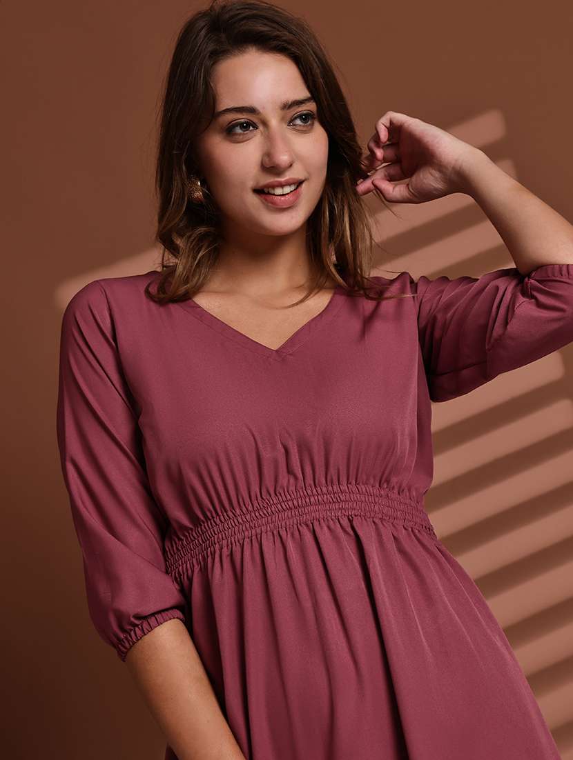 burgundy poly crepe aline dress - 22063063 - Standard Image - 6