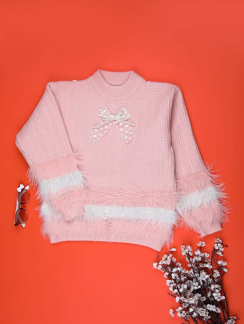 girls self designed long sleeve sweater