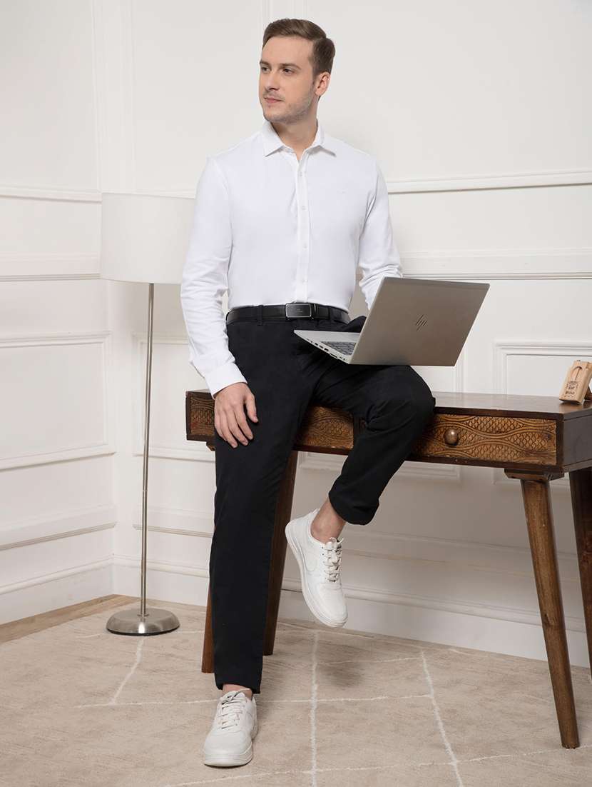 men solid collared long sleeve regular fit shirt - 22063606 -  Standard Image - 4