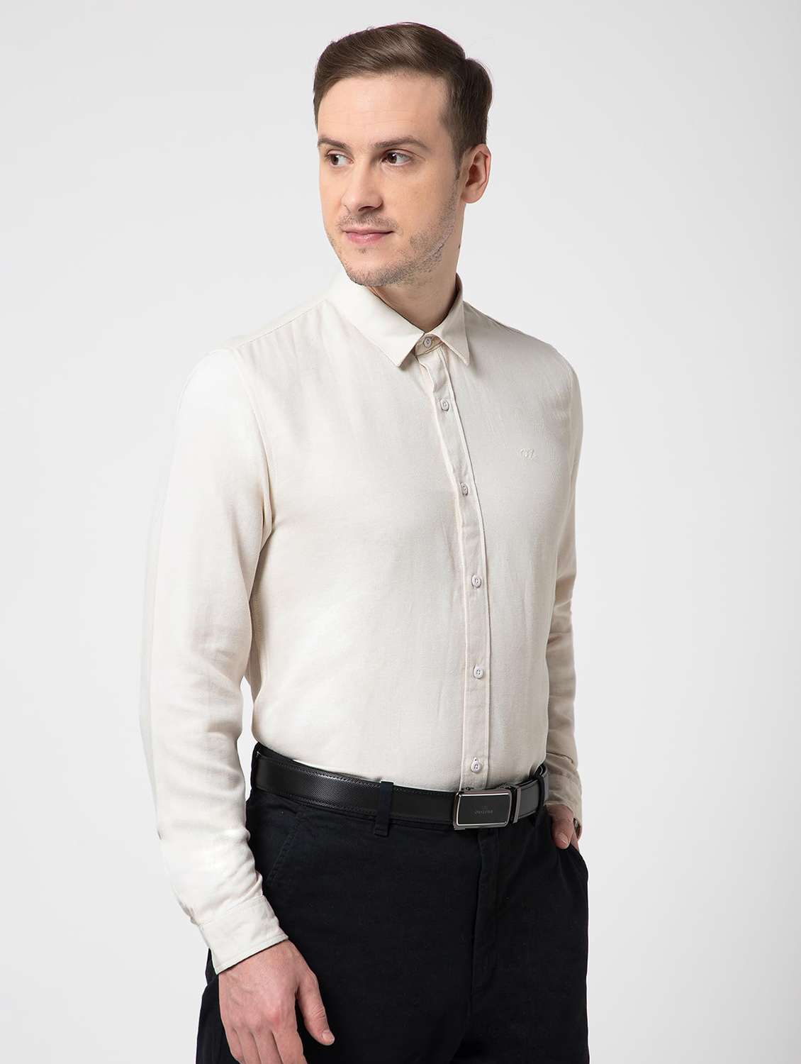 men solid collared long sleeve regular fit shirt - 22063609 - Standard Image - 1