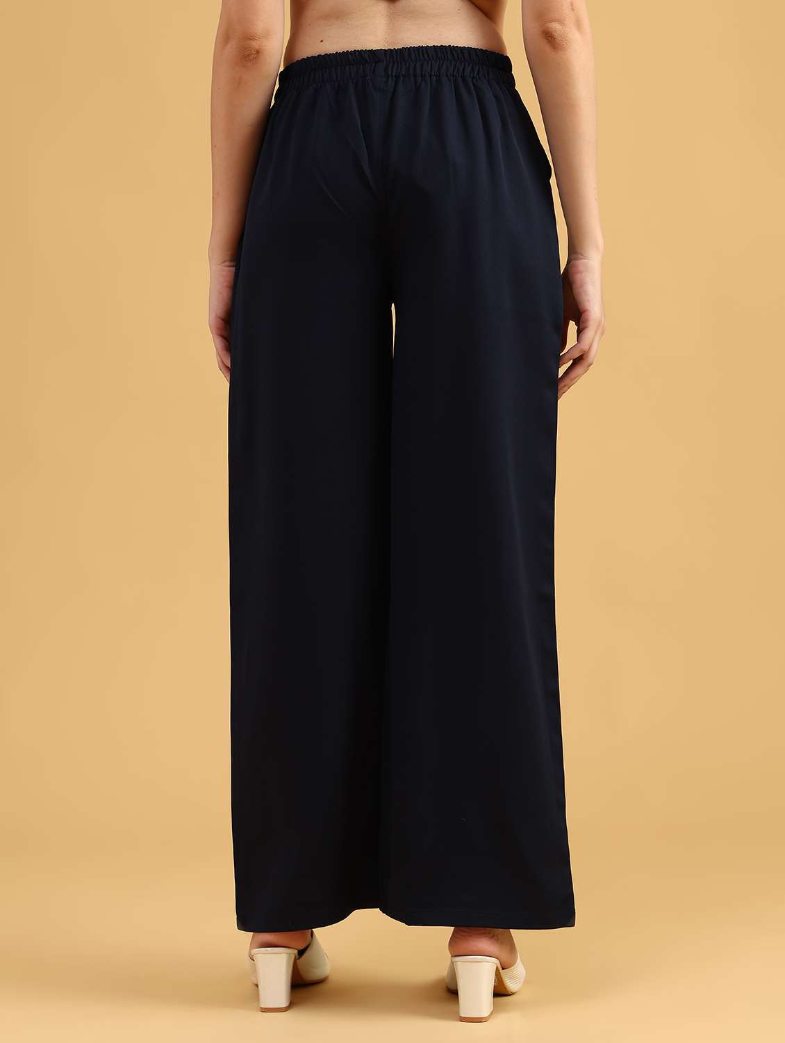 women solid high rise wide leg trouser - 22063745 -  Standard Image - 4