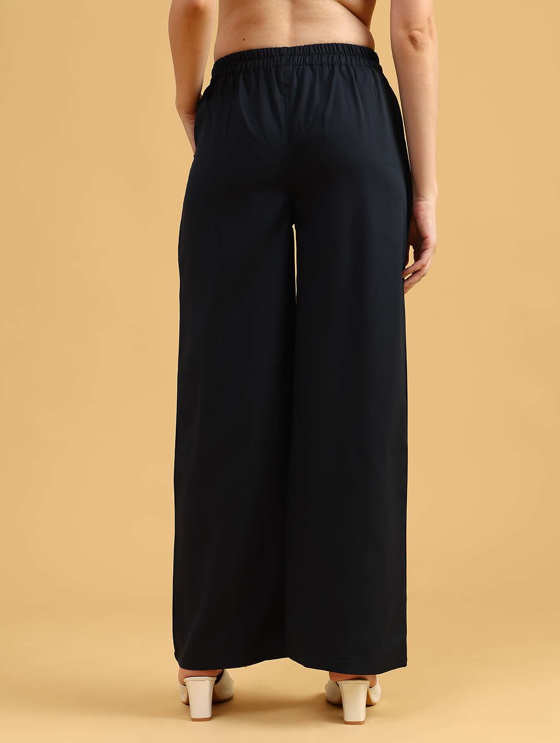 women solid high rise wide leg trouser - 22063746 -  Standard Image - 4