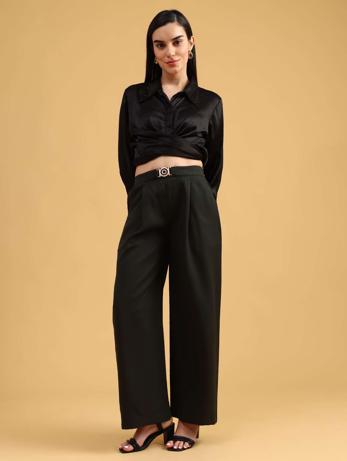 women solid mid rise straight trouser - 22063749 -  Standard Image - 6