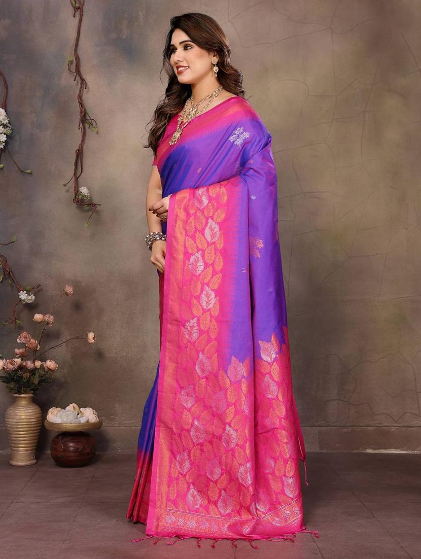purple silk banarasi saree with blouse - 22063850 -  Standard Image - 1