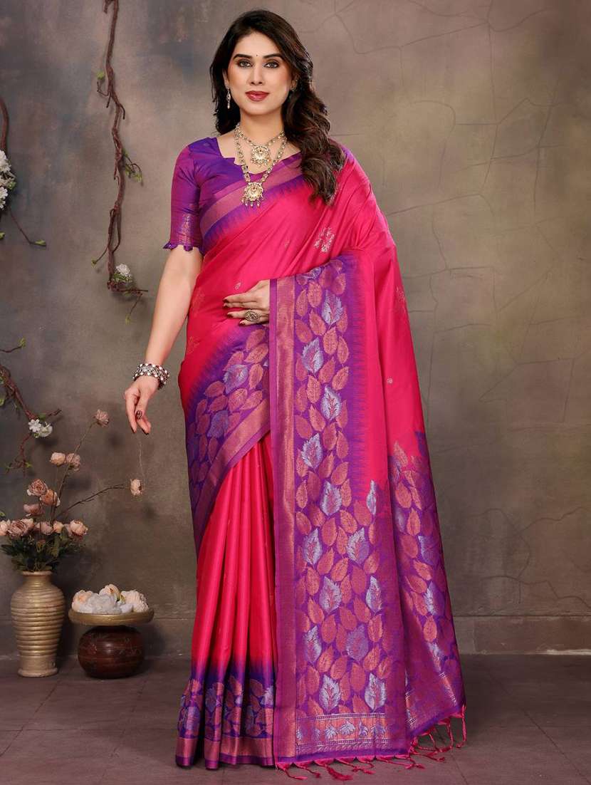 pink silk banarasi saree with blouse