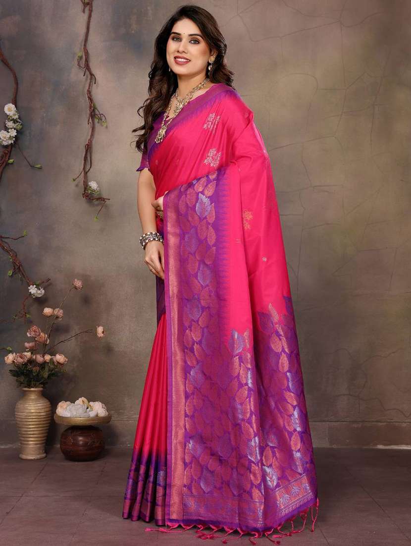 pink silk banarasi saree with blouse - 22063852 -  Standard Image - 1