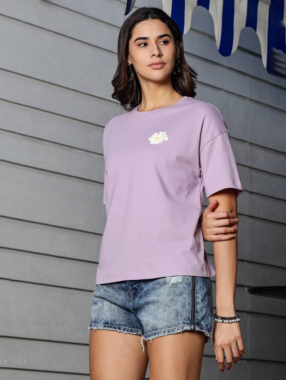 women printed short sleeve loose fit t-shirt - 22063895 - Standard Image - 1