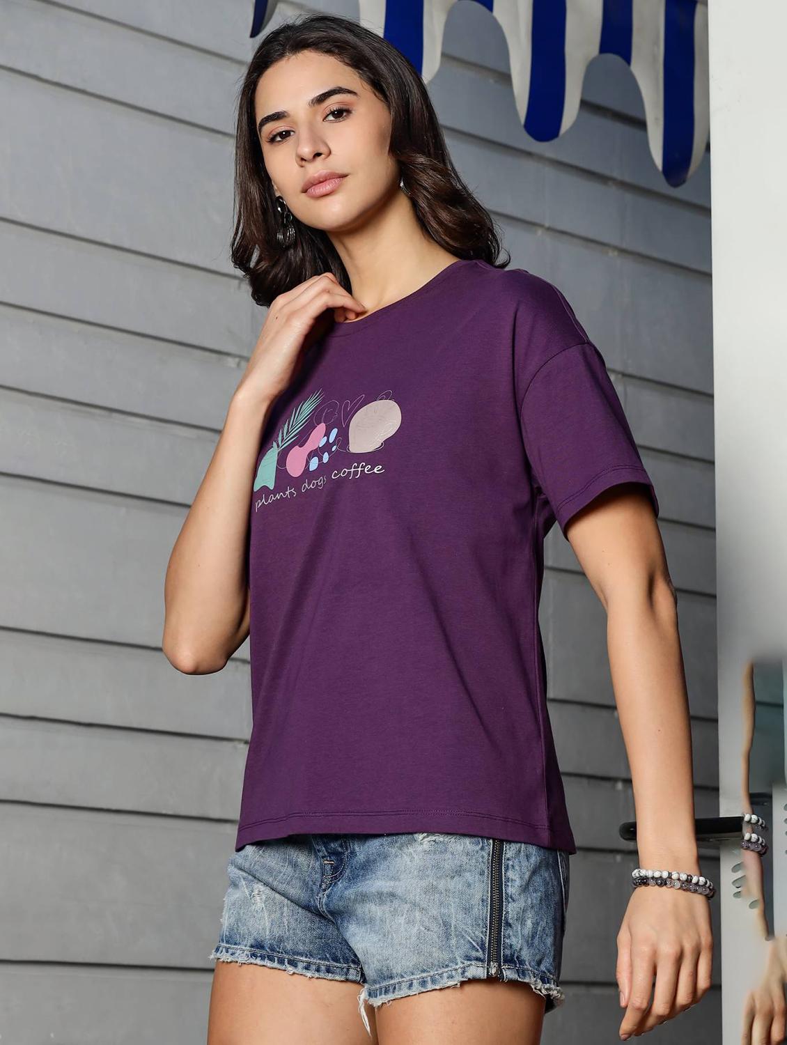 women printed short sleeve loose fit t-shirt - 22063896 - Standard Image - 1