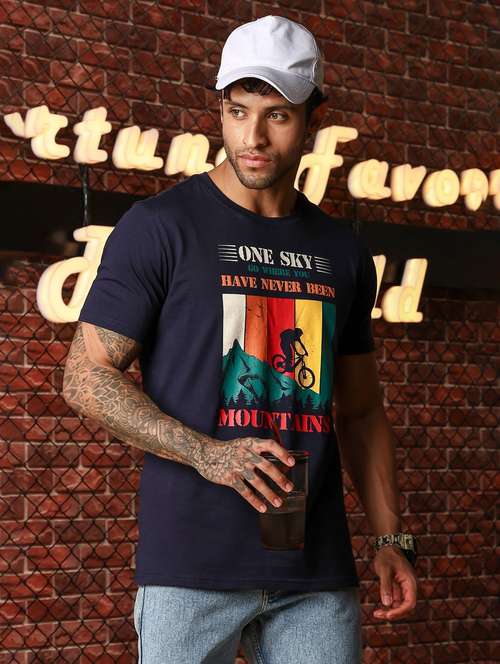 men printed short sleeve regular fit t-shirt - 22063906 -  Standard Image - 0