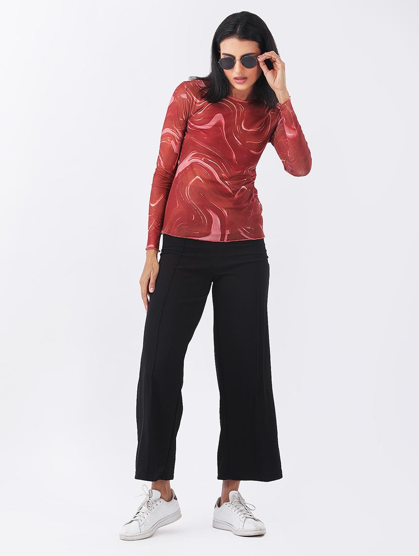 women printed long sleeve slim fit top - 22064148 - Standard Image - 4
