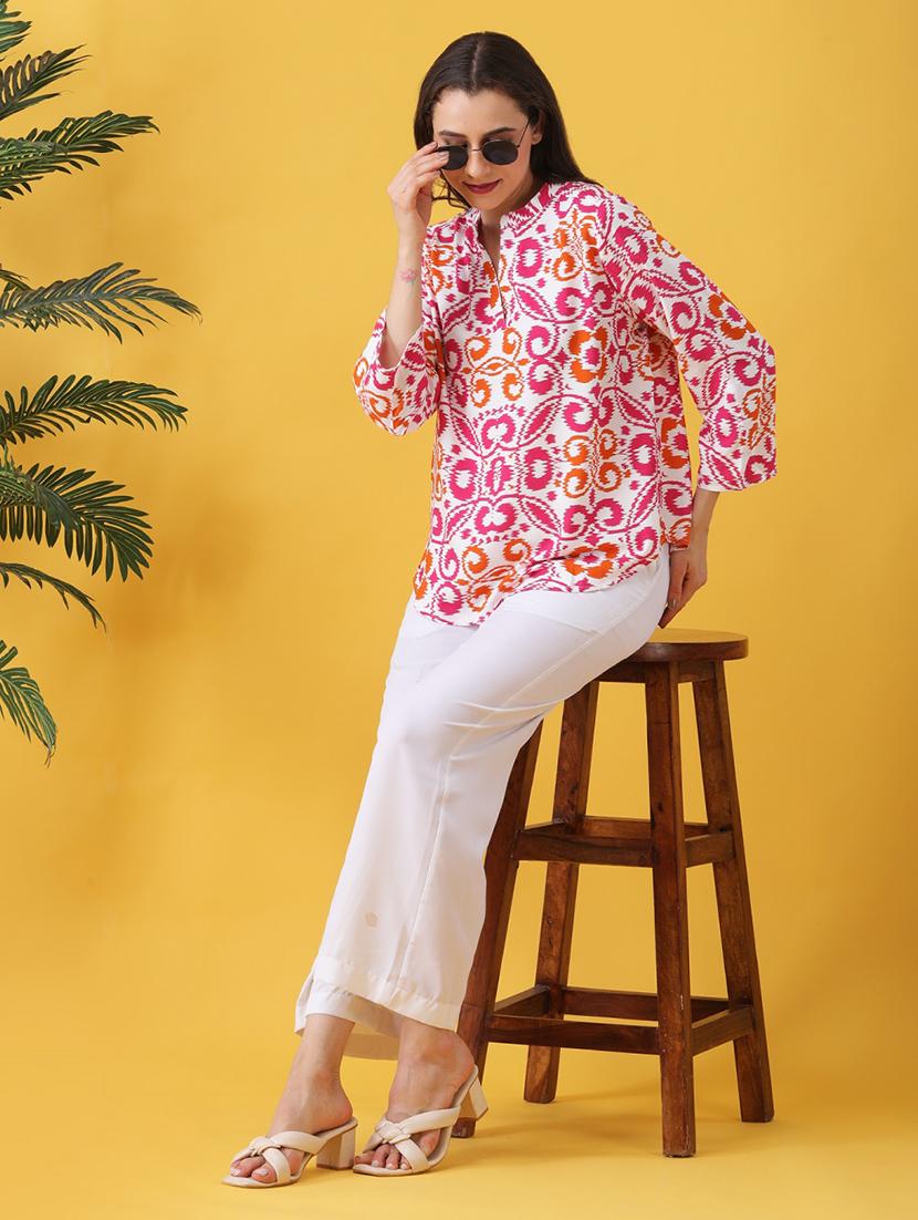 women printed three quarter sleeve regular top - 22064152 - Standard Image - 4