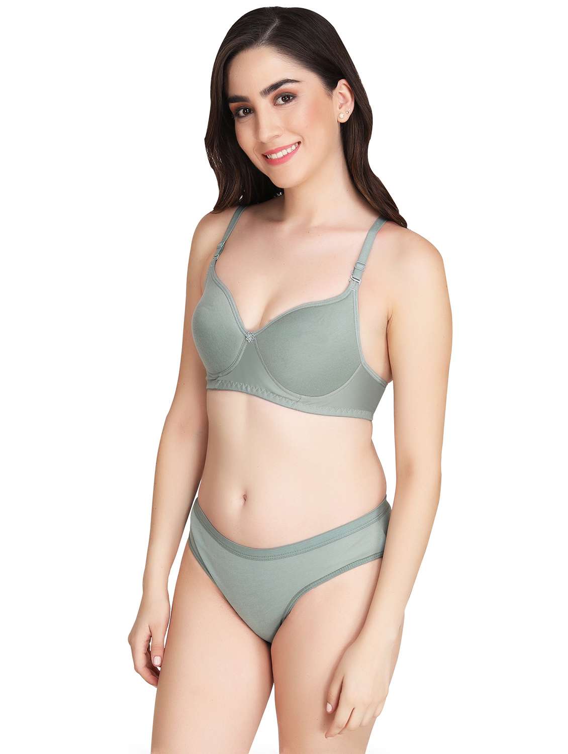 women pack of 5 solid bra and panty set - 22064809 -  Standard Image - 1