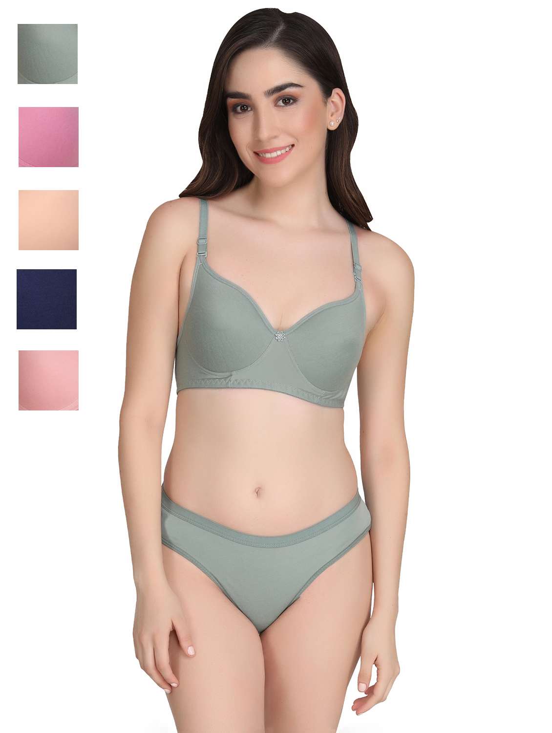 green cotton bras and panty set