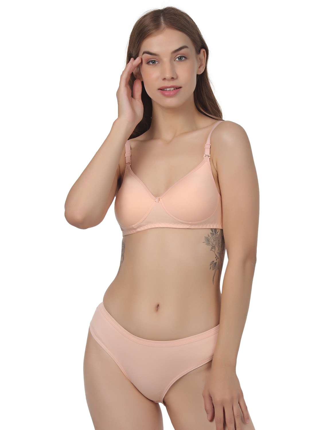 women pack of 3 solid bra and panty set - 22065002 -  Standard Image - 1