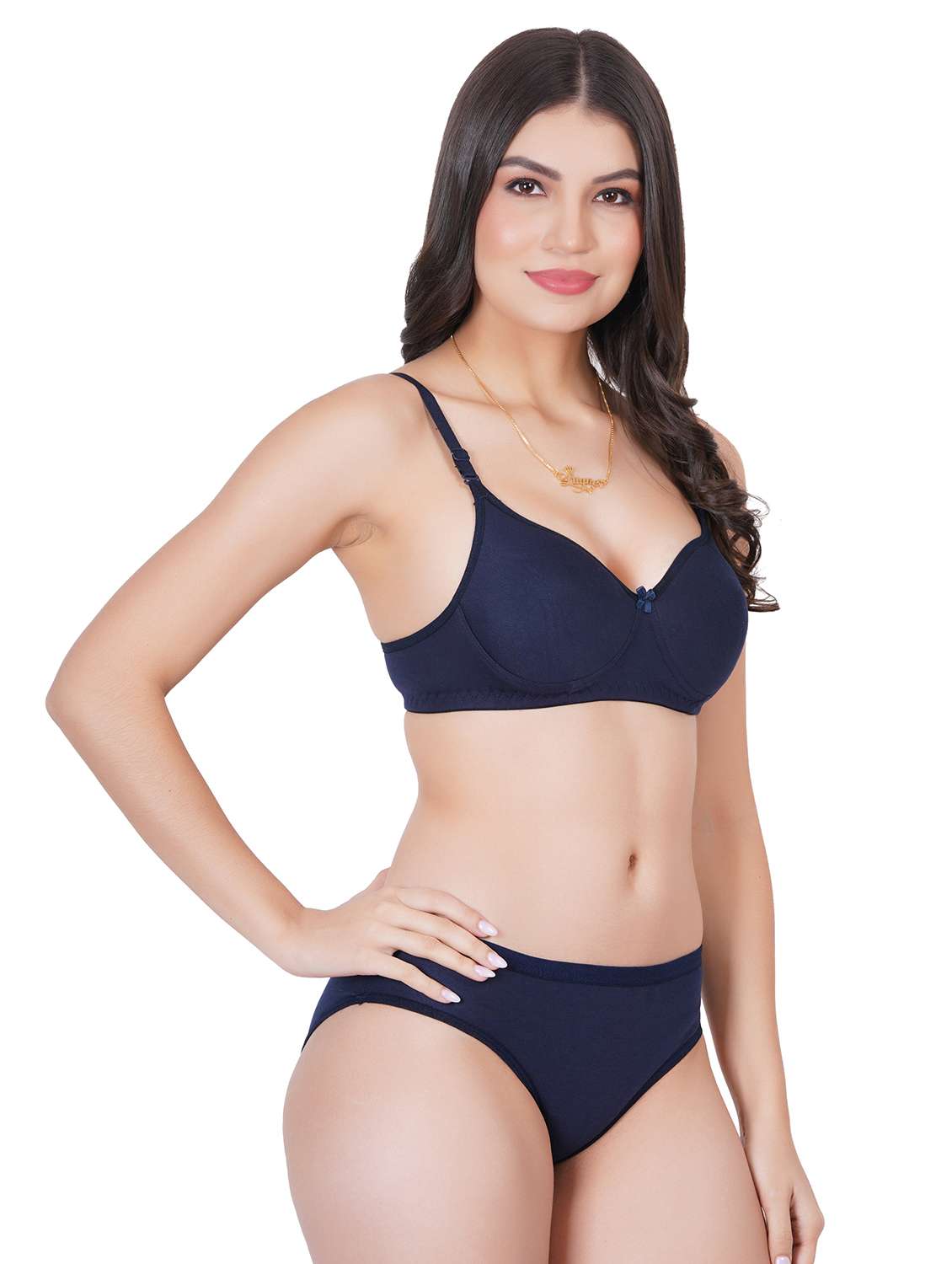 women pack of 3 solid bra and panty set - 22065007 -  Standard Image - 1