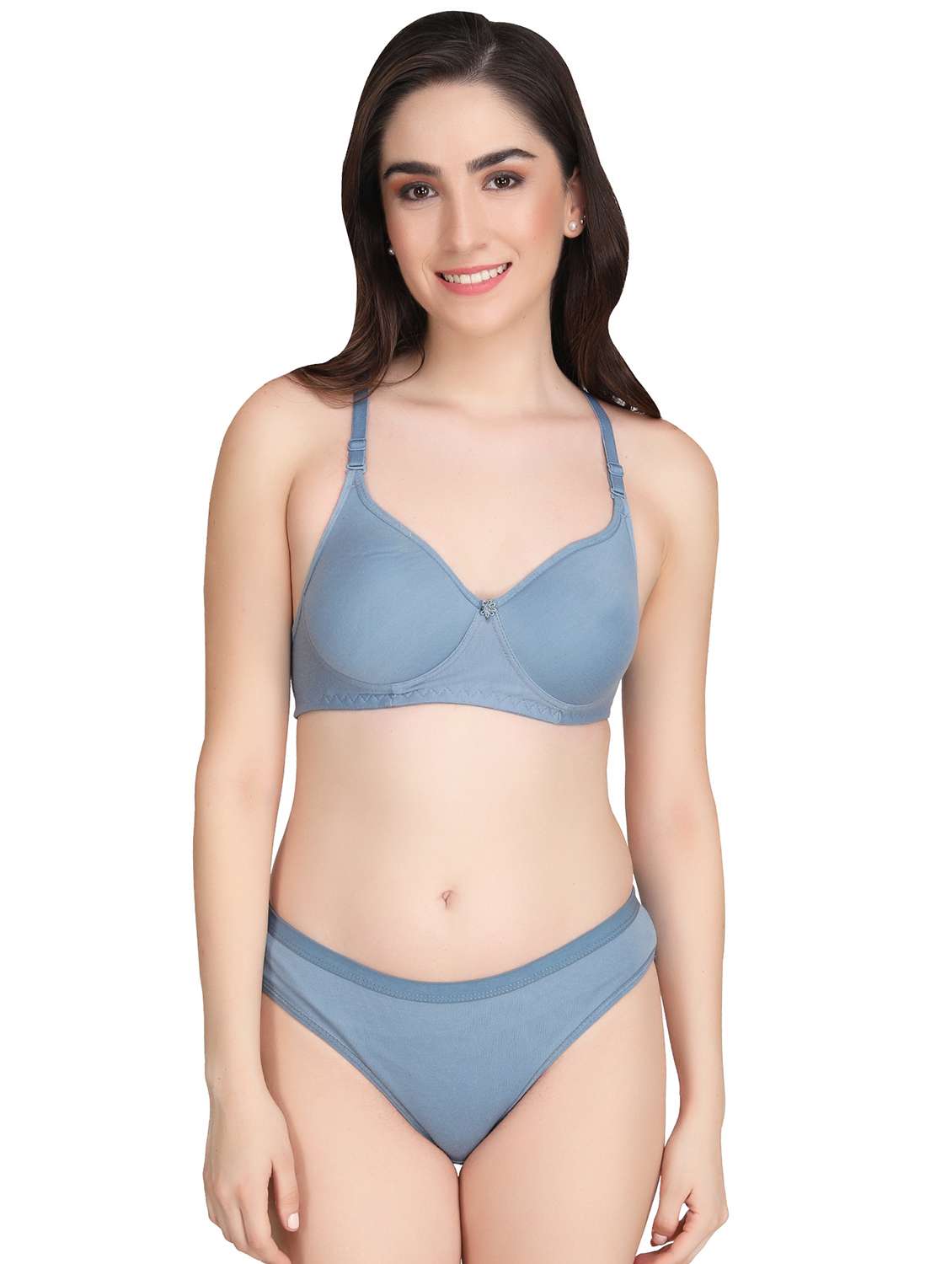 women pack of 2 solid bra and panty set - 22065146 -  Standard Image - 1