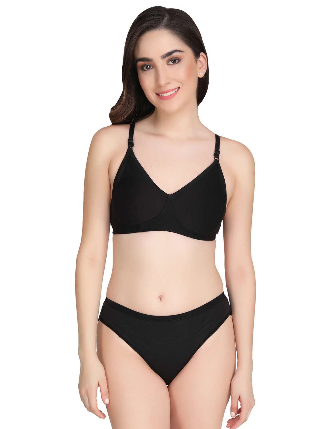 women pack of 2 solid bra and panty set - 22065236 -  Standard Image - 1