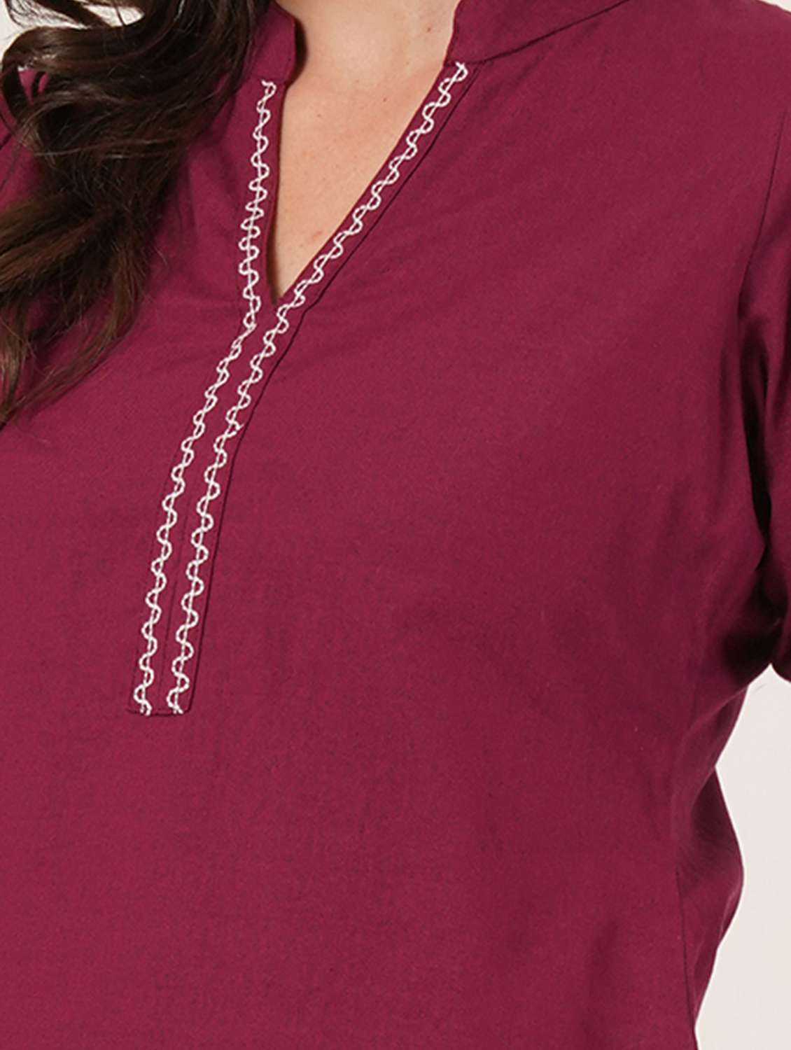 women solid three quarter sleeve straight kurti - 22065280 -  Standard Image - 4