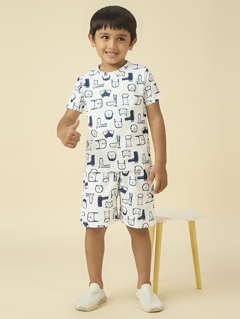 boys printed t-shirt and shorts co-ord set - 22065405 - Standard Image - 1