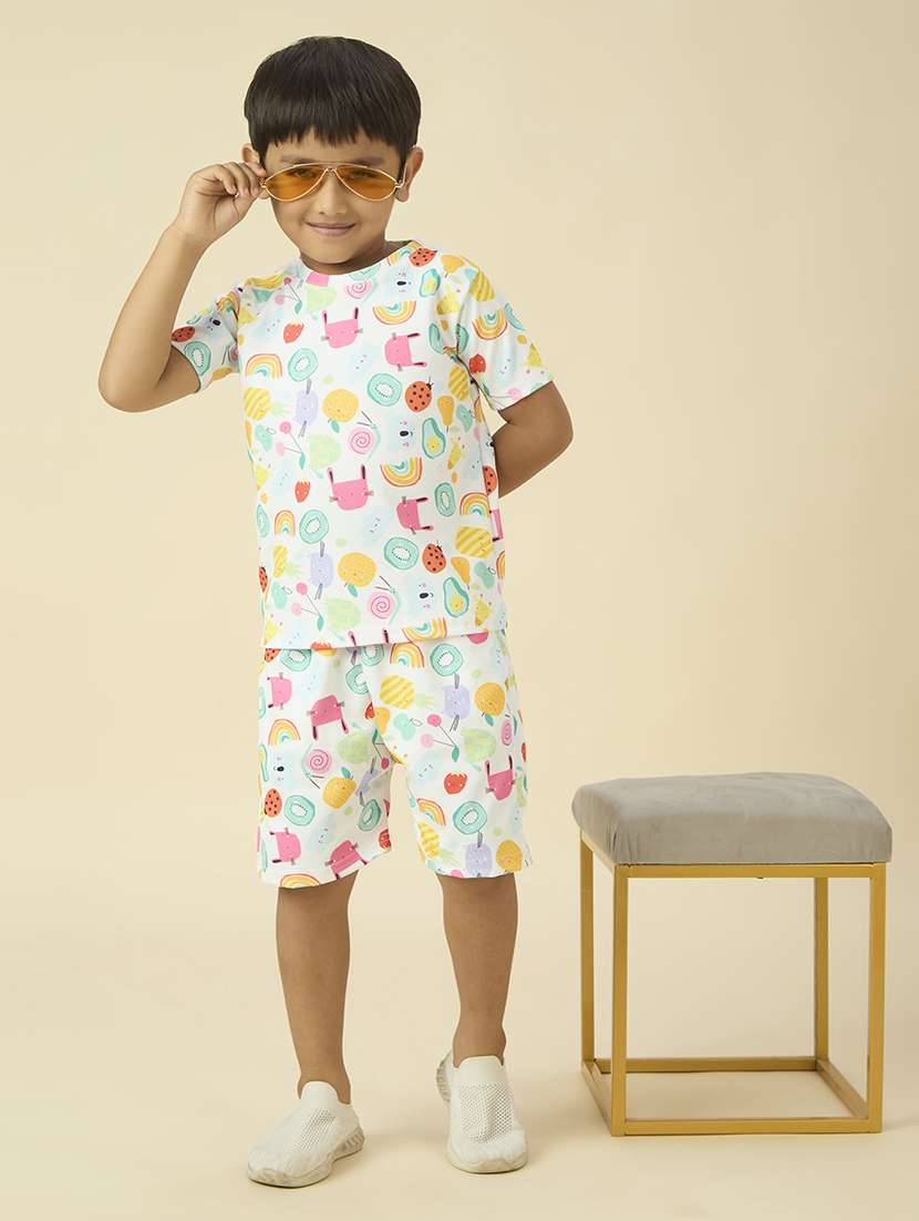 boys printed t-shirt and shorts co-ord set