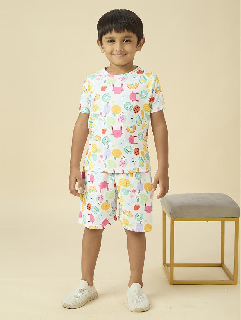 boys printed t-shirt and shorts co-ord set - 22065406 - Standard Image - 1