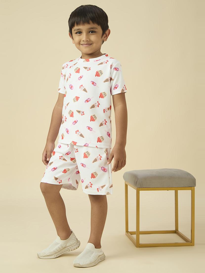 boys printed t-shirt and shorts co-ord set - 22065407 - Standard Image - 1