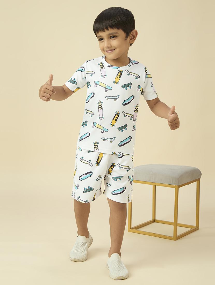 boys printed t-shirt and shorts co-ord set - 22065409 - Standard Image - 1