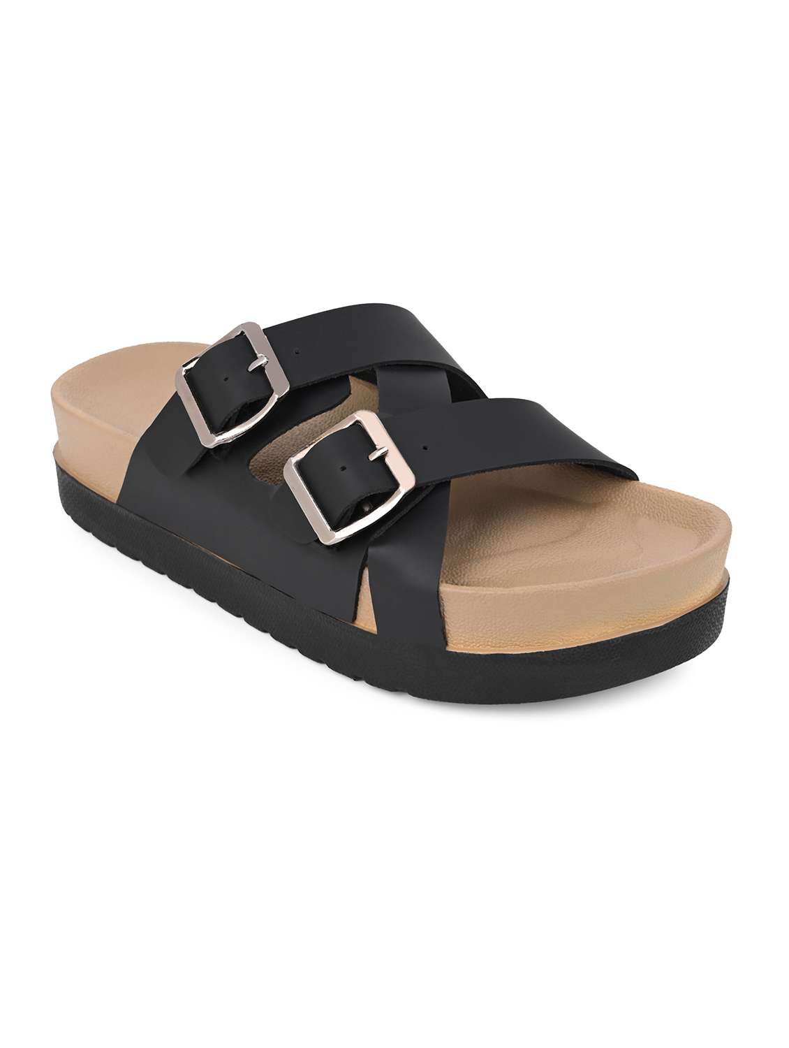 women black solid slip on flats - 22065472 - Standard Image - 1