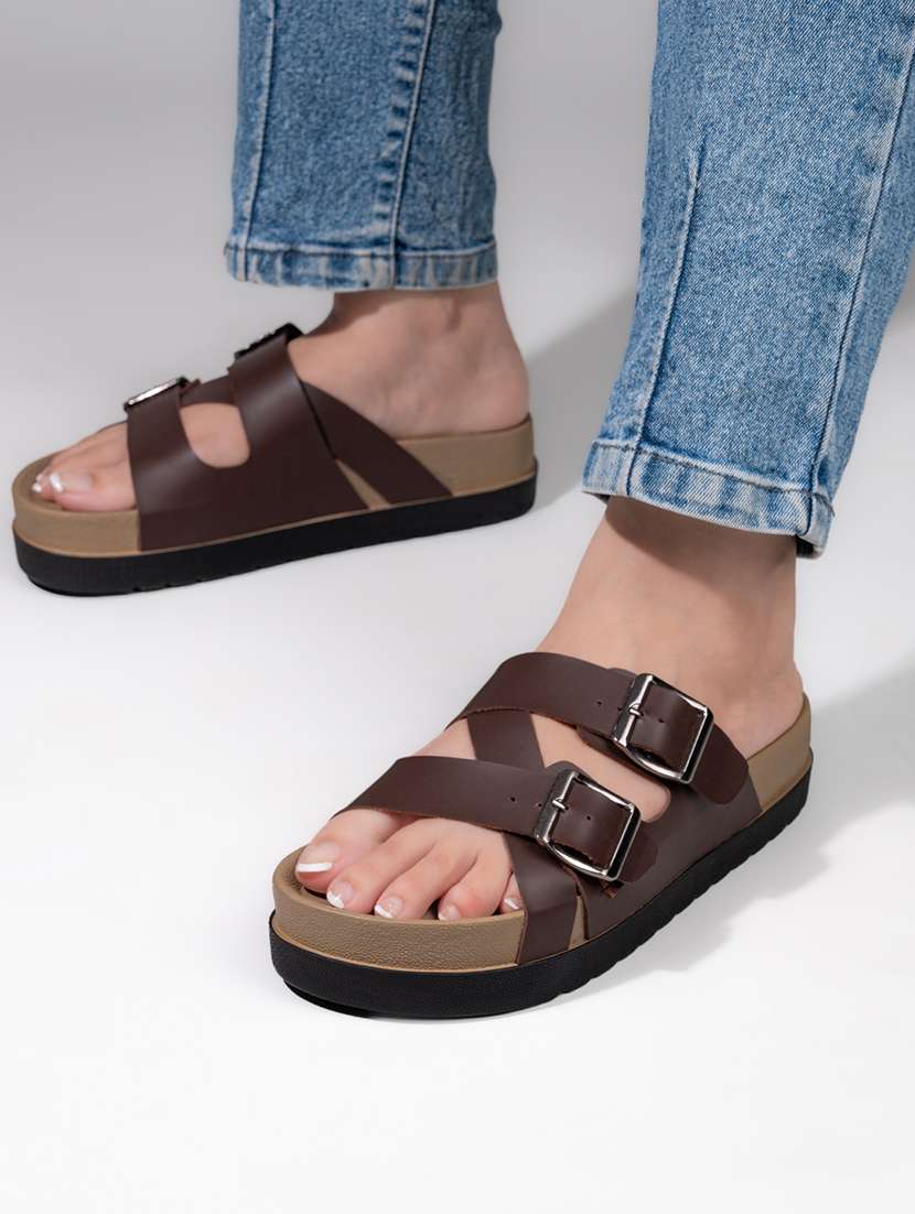 women brown slip on flats - 22065473 - Zoom Image - 0