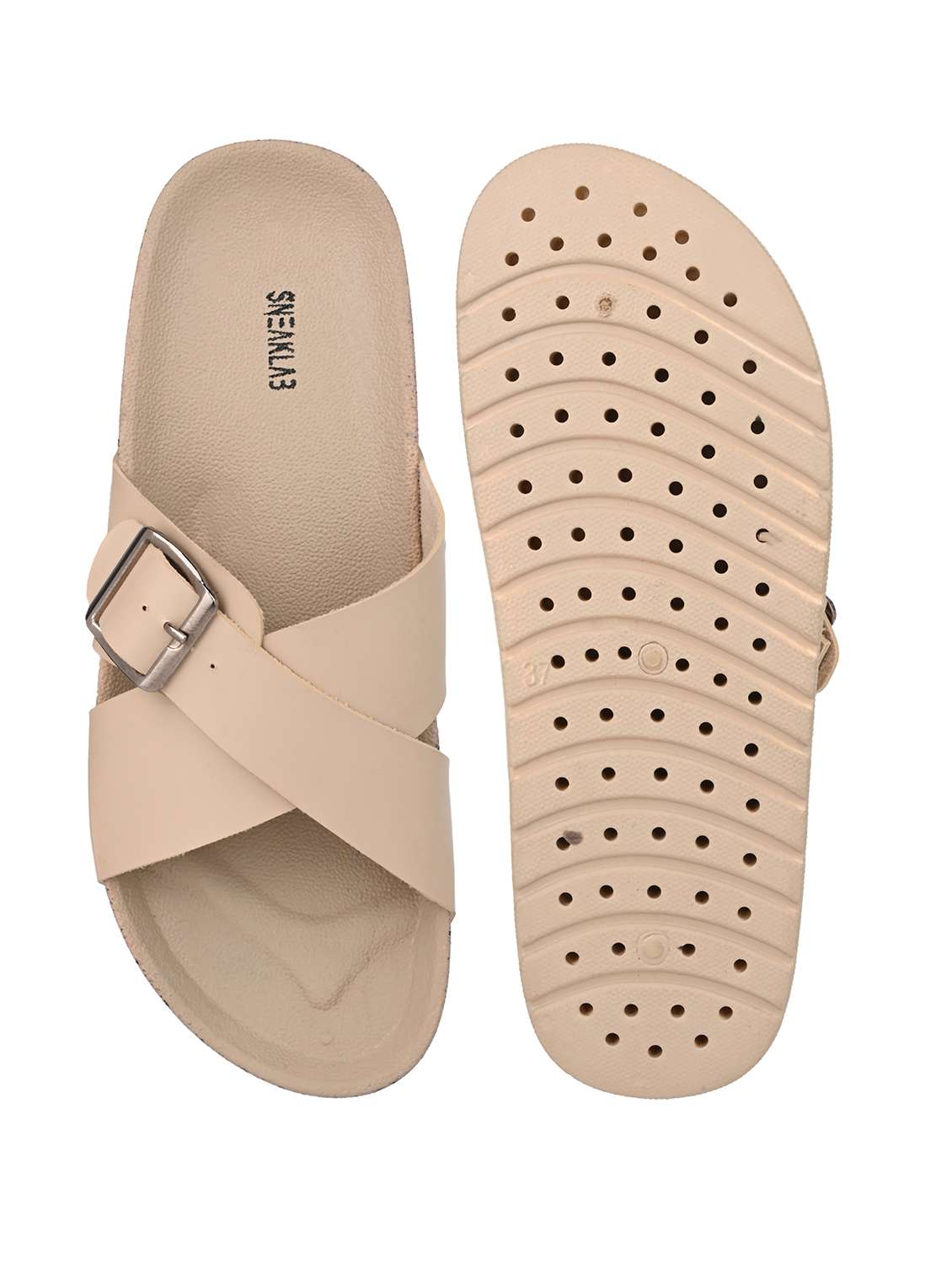 women solid cream slip on flats - 22065476 - Standard Image - 4