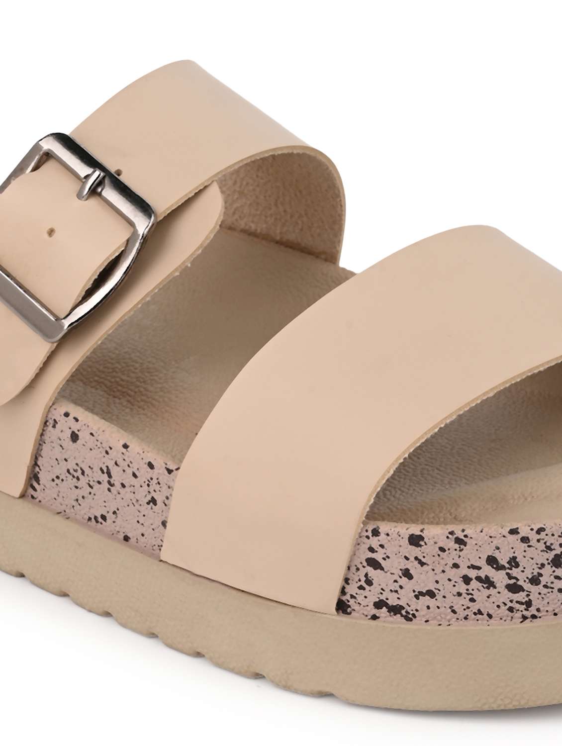 women solid cream slip on sandal - 22065478 - Standard Image - 4